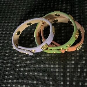 Snap leather bracelet sets
